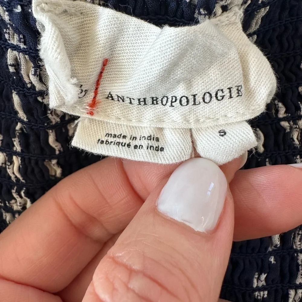 Anthropologie Navy Blue Rimbaud Tie-Waist Cotton Mini Skirt - Picture 10 of 11